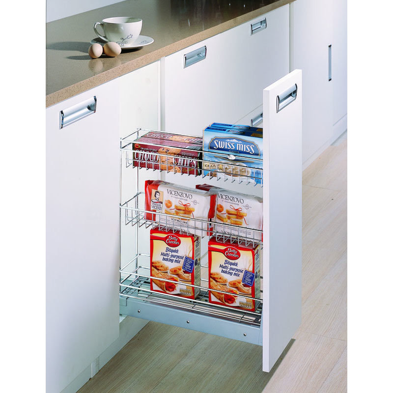 WELLMAX Kitchen Stainless Steel Wire Shelf Kitchen Cabinet Pull Out Seasoning Spice Storage Basket