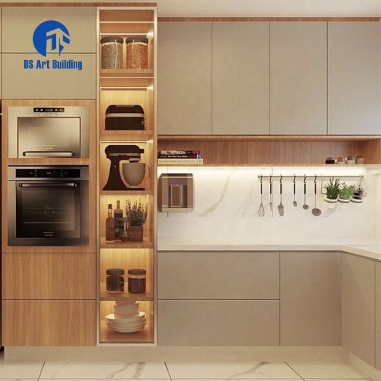 DS 2023 Modern Pink Kitchen Cabinets and Furniture with LED Lights