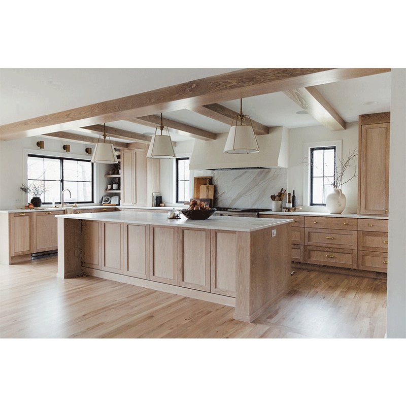 2024 Vermont New Customized Color Design Oak Cherry Contemporary Solid Wood Kitchen CabinetsWood Kitchen Cabinets For Indoor