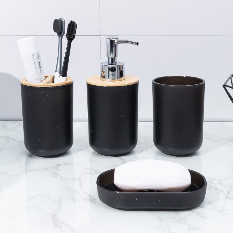 Bamboo Bathroom Accessories Set ECO Friendly 4 Pieces Bamboo Bathroom Set