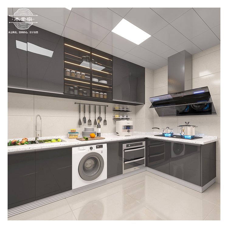 wood kitchen cabinet modern integral kitchens kitchenette for apartments ensemble de cuisine Custom rta modular cupboard factory