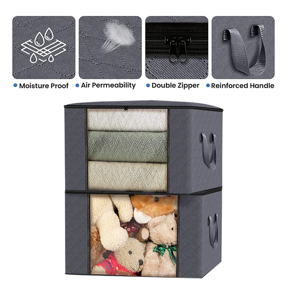 Manufacture Directly Translucent Waterproof Dust-proof Large Capacity Hanging Clothing Bins Storage Baskets For Clothes