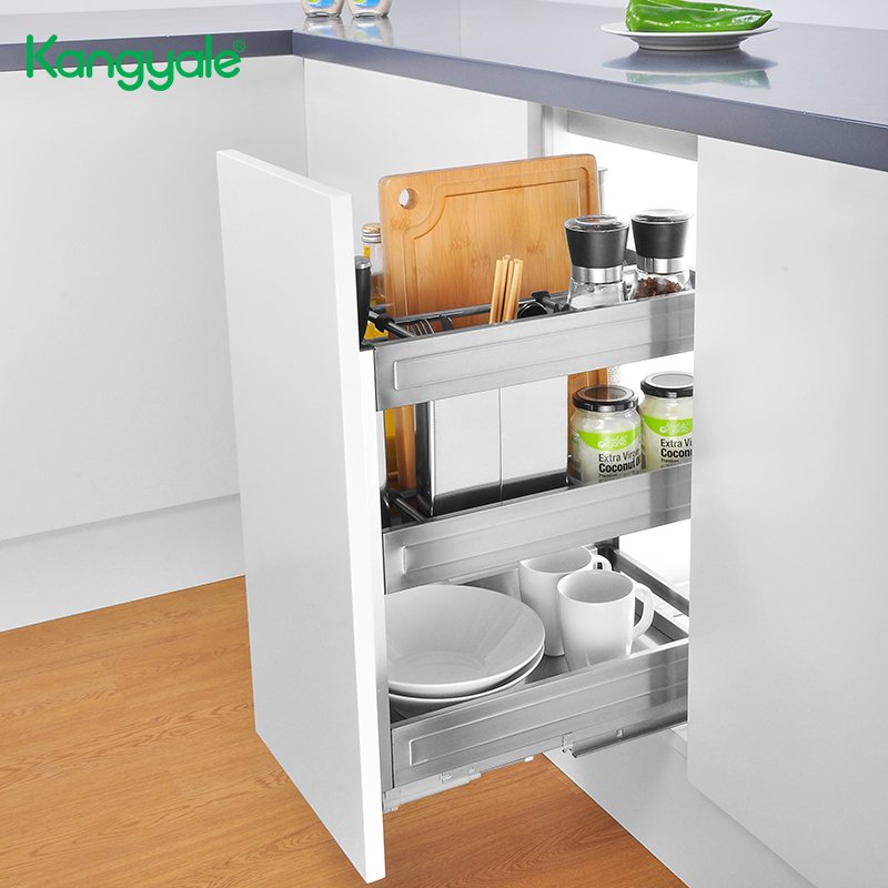 Kitchen Cabinet Corner Organizer Storage Baskets Stainless Steel Metal Soft-close Swivel Magic Corner for Cabinet Blind Corner