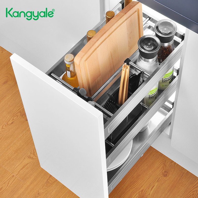 Kitchen Cabinet Corner Organizer Storage Baskets Stainless Steel Metal Soft-close Swivel Magic Corner for Cabinet Blind Corner