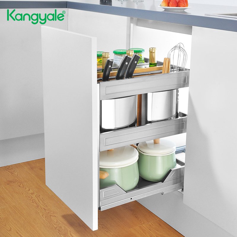 Kitchen Cabinet Corner Organizer Storage Baskets Stainless Steel Metal Soft-close Swivel Magic Corner for Cabinet Blind Corner