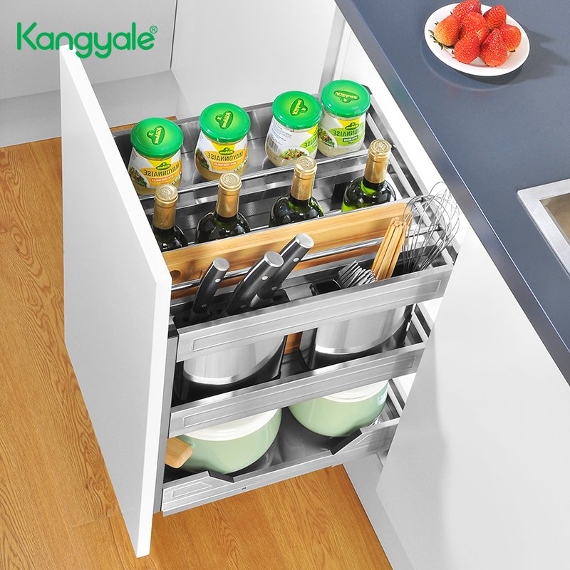 Kitchen Cabinet Corner Organizer Storage Baskets Stainless Steel Metal Soft-close Swivel Magic Corner for Cabinet Blind Corner