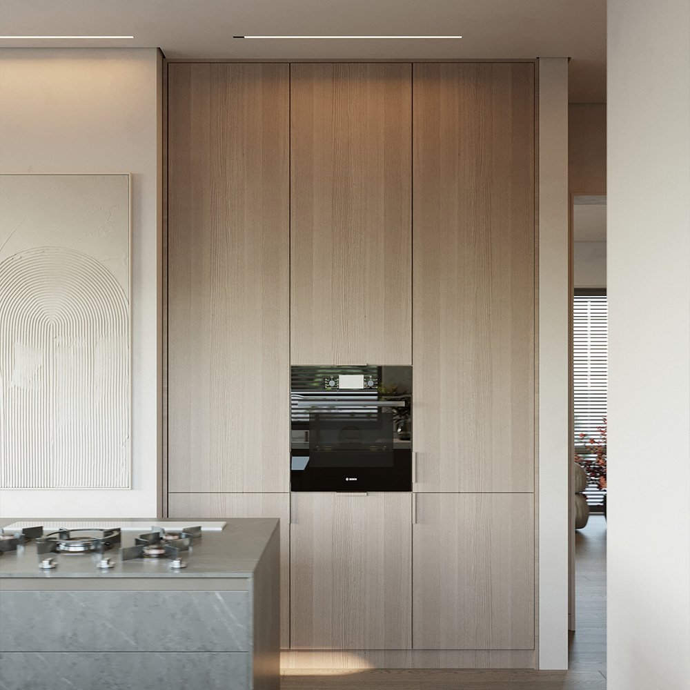 Modern Design Full Kitchen Furniture Solid Wood MDF Carcase PVC Finish Glass Door Manufactured Kitchen Sink Undermount Cabinets