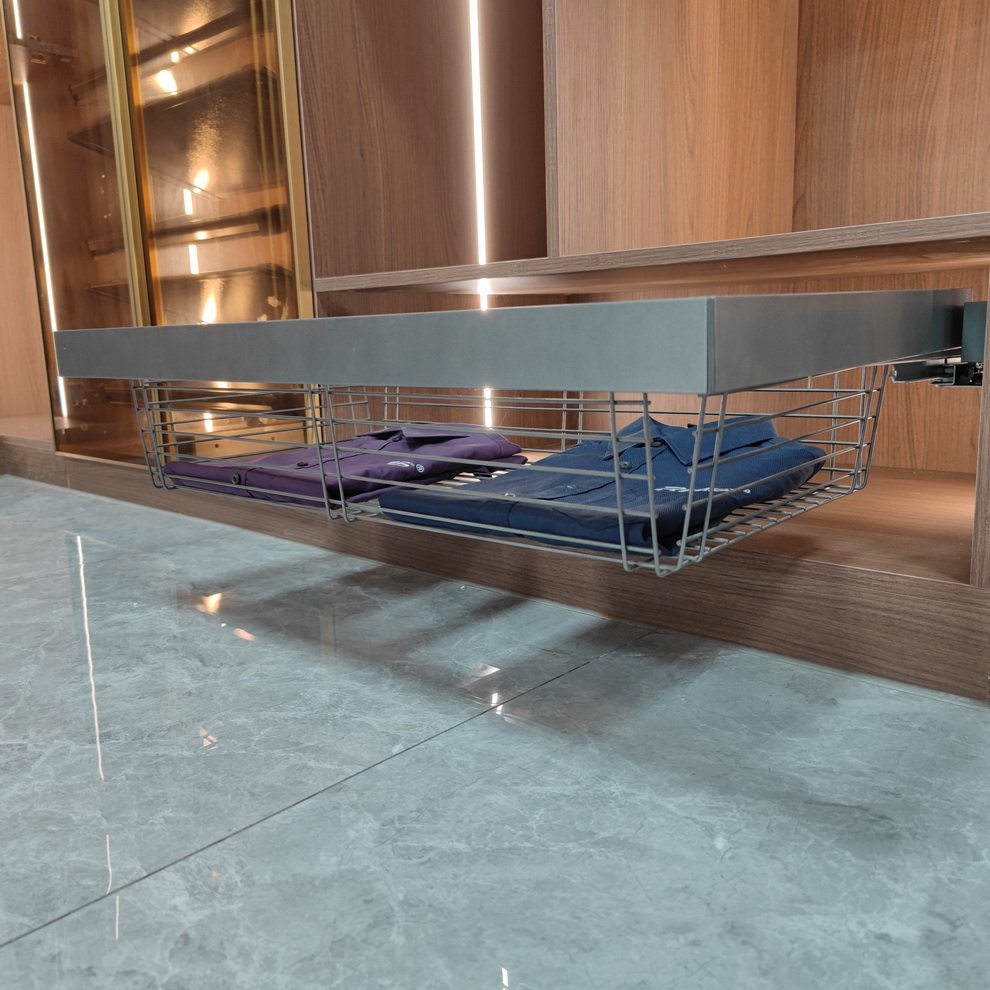 Home Storage Organization Wire Home Clothes Sliding Storage Basket Pull Out Drawer and Soft Close Cloakroom Metal Iron Steel