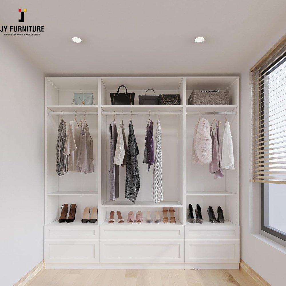 JY Wardrobe Bedroom Furniture Double Hanging Rob Ready To Assemble European Style Hardwood Wardrobes from Viet Nam