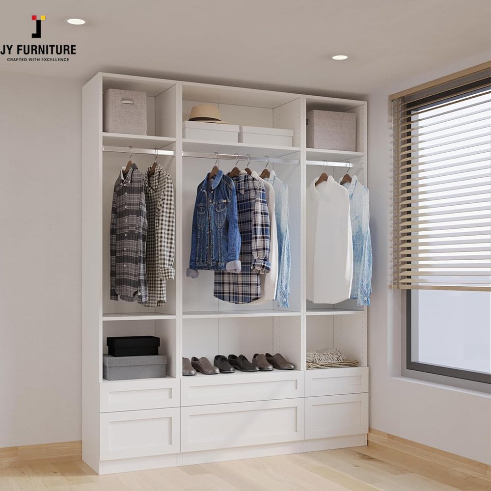 JY Wardrobe Bedroom Furniture Double Hanging Rob Ready To Assemble European Style Hardwood Wardrobes from Viet Nam