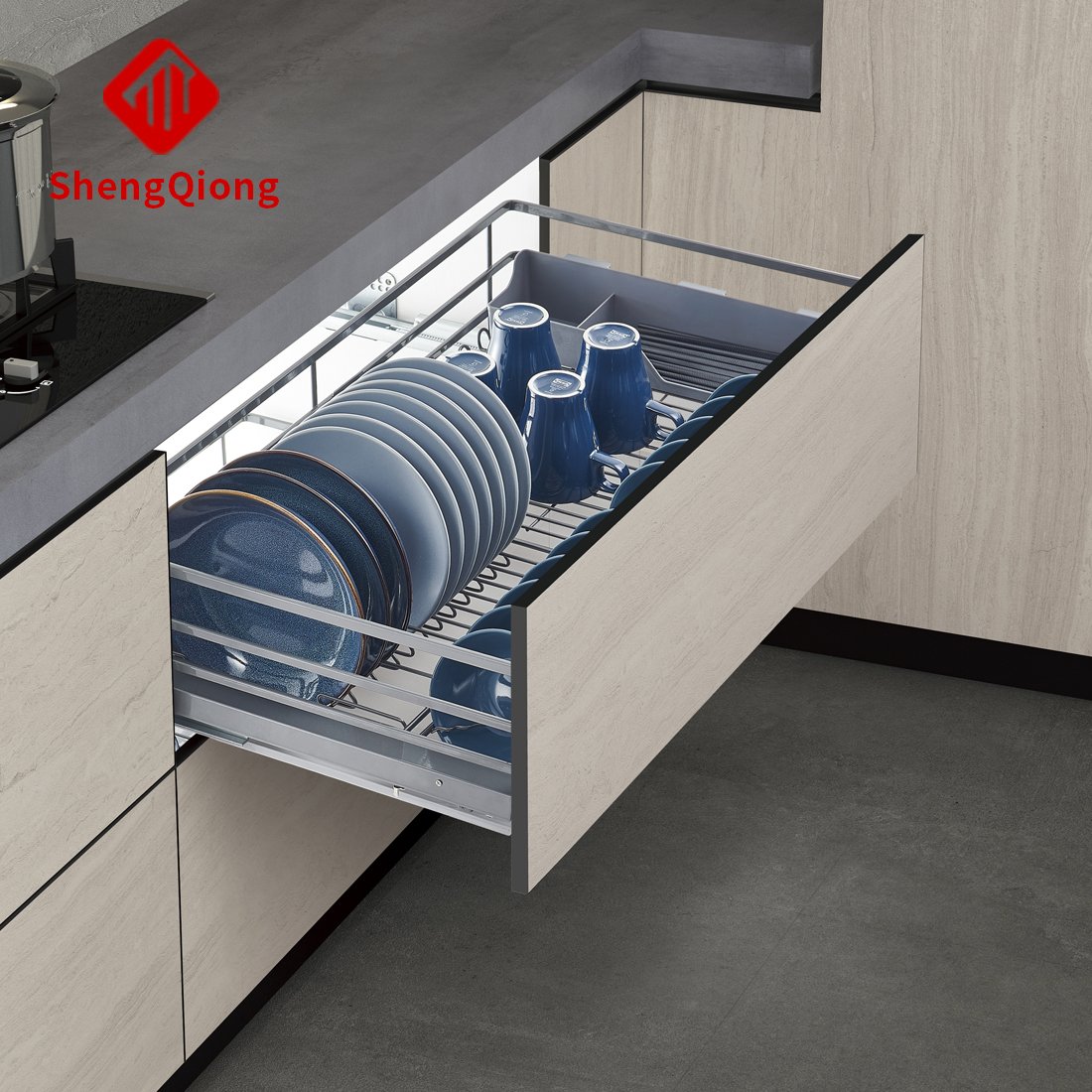 SHENGQIONG kitchen accessories storage kitchen pull out basket drawer sliding basket cabinet organization pots and pans