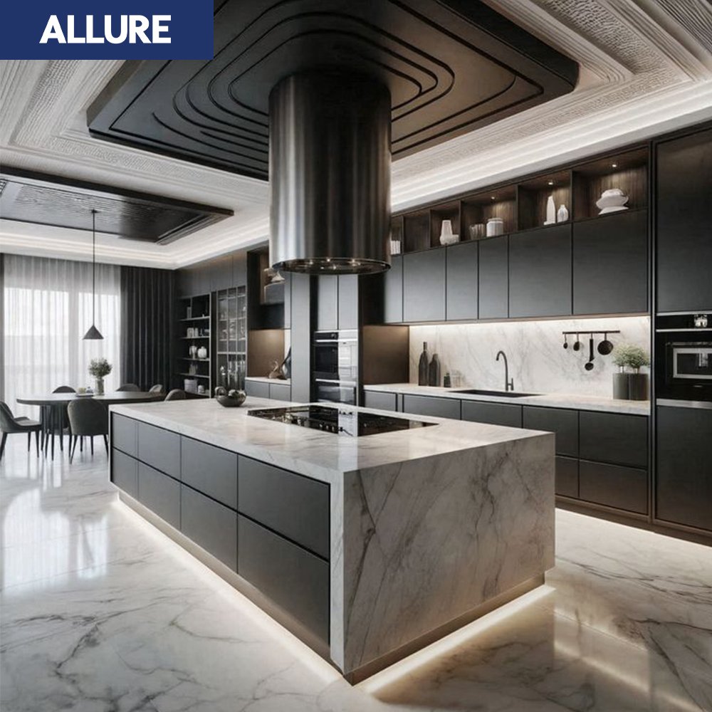 Allure Hot Sale Cheap Automatic Interior Design Hotel Home Melamine Smart Cabinet Kitchen Cabinet Kitchen