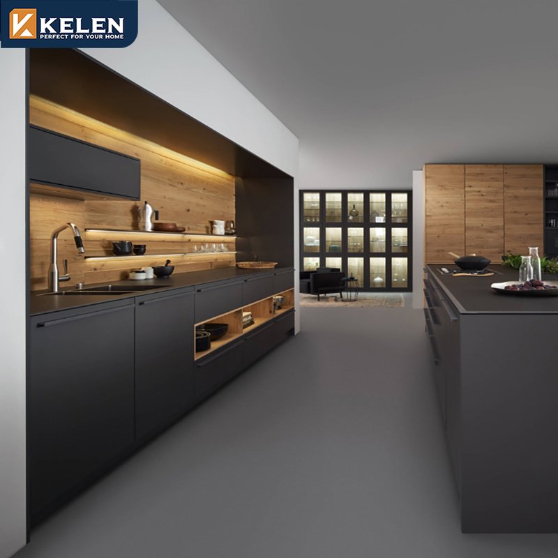KELEN 2024 kitchen designs cabinet mdf supplier modular pvc modern wood furniture kitchen cabinet