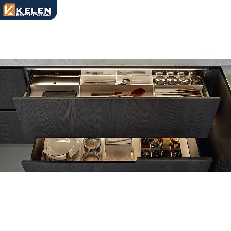 KELEN 2024 kitchen designs cabinet mdf supplier modular pvc modern wood furniture kitchen cabinet