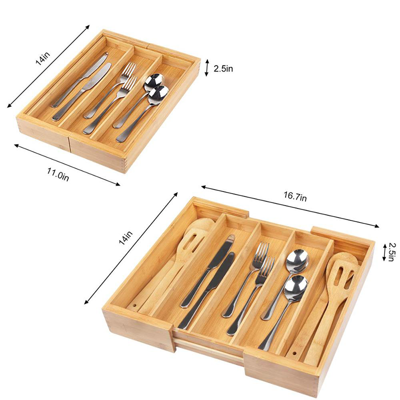 Bamboo Expandable Drawer Organizer Drawer Dividers Organizer for Silverware for Utensils Holder Adjustable Cutlery Tray