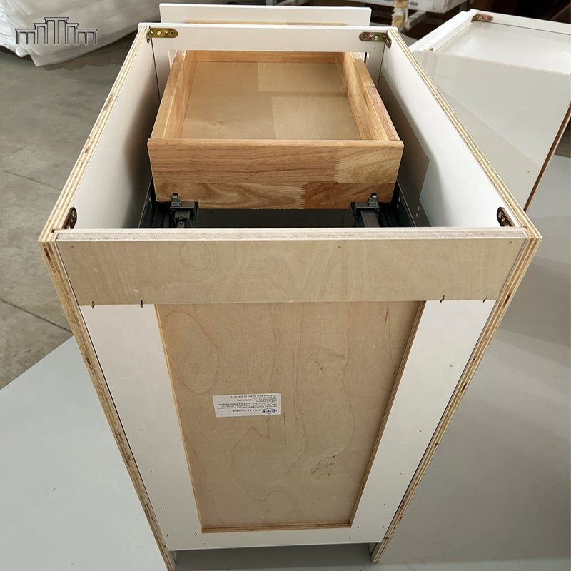 Hot Selling American Style Ready To Assemble Wooden White Lacquer Paint Raised Panel Kitchen Storage Cabinet Organizers