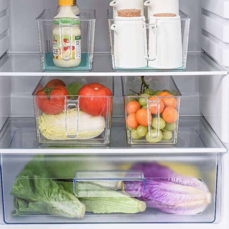 Transparent Large Capacity Refrigerator Storage Box with Lid Multifunction Food Container with Handle