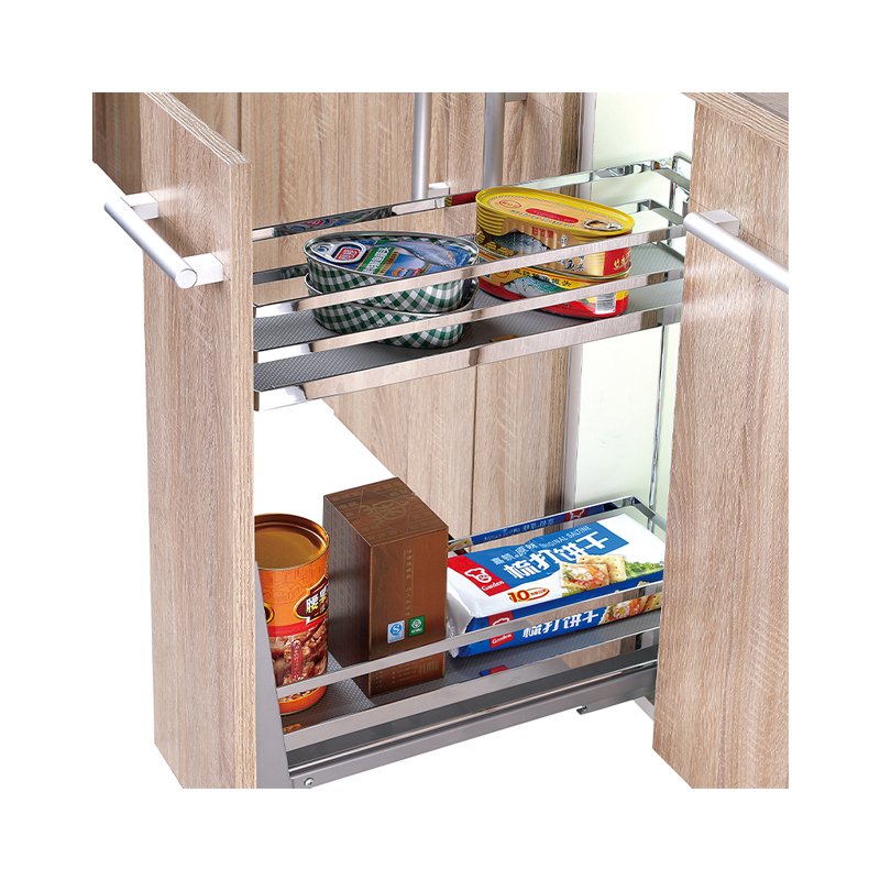 TKK Stainless Steel 2 Tier Kitchen Cabinet Pull Out Basket Sliding Wire Drawer Basket