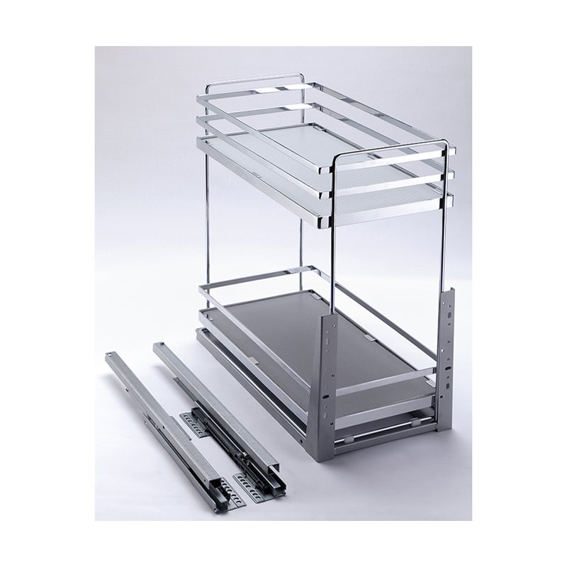 TKK Stainless Steel 2 Tier Kitchen Cabinet Pull Out Basket Sliding Wire Drawer Basket