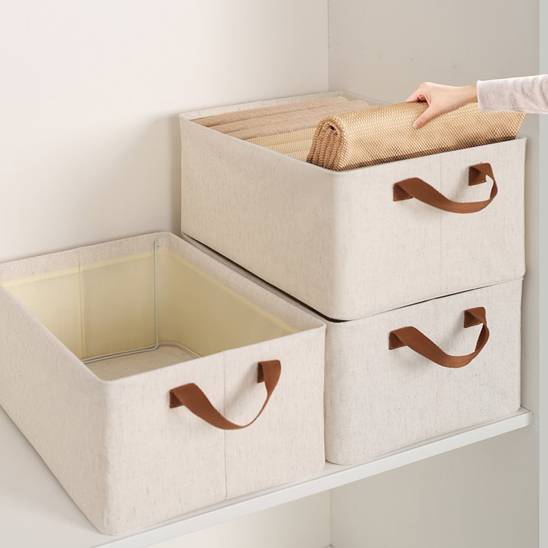 New Tianshan cotton and linen Fabric Storage Basket for Shelves home storage & organization Shelf clothes socks bra pants etc