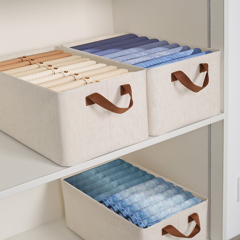 New Tianshan cotton and linen Fabric Storage Basket for Shelves home storage & organization Shelf clothes socks bra pants etc