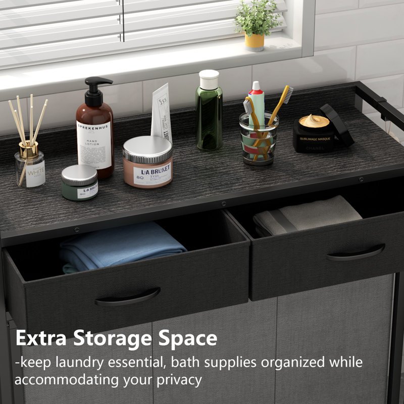 Factory Custom Bathroom Bedroom Storage Rustic dirty clothes baskets laundry baskets 3-section and 2 drawers Laundry Hamper