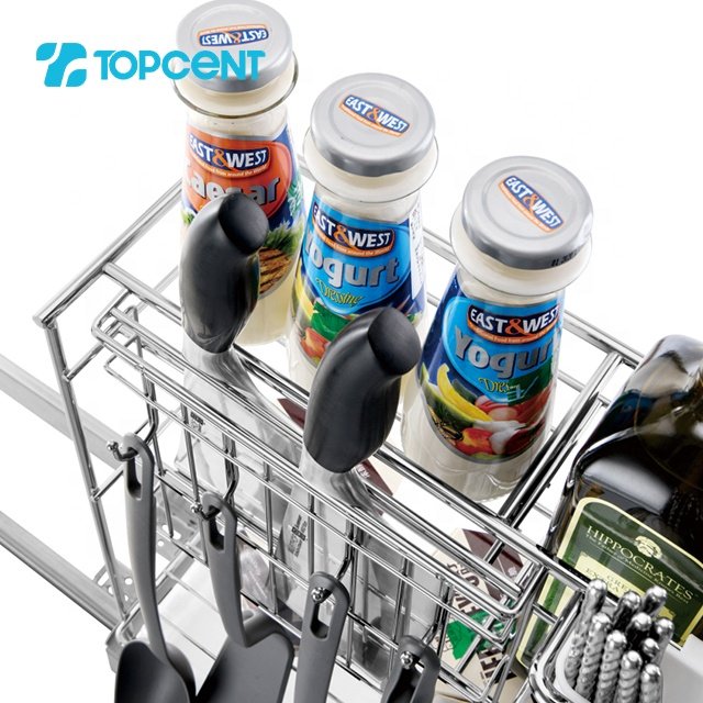 Topcent Stainless Steel Cabinet Vertical Pull Basket Kitchen Wire Basket Drawers System for Narrow Spaces