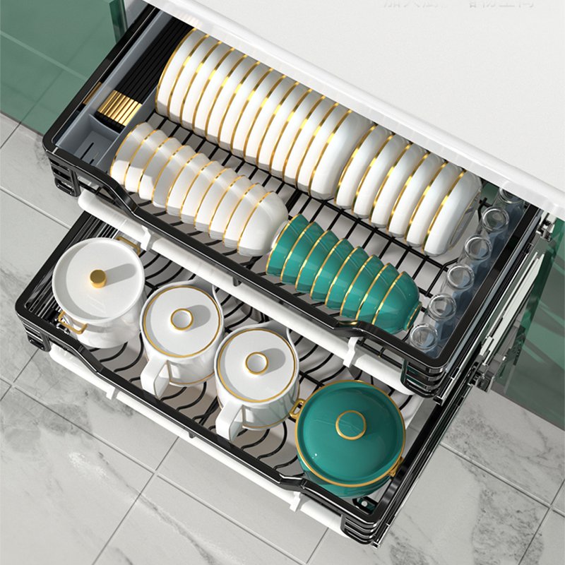 Super High Quality Heavy Duty Metal Sliding Out Pull Out Kitchen Drawer Cabinet Shelf Organizer Dish Storage Shelves Basket