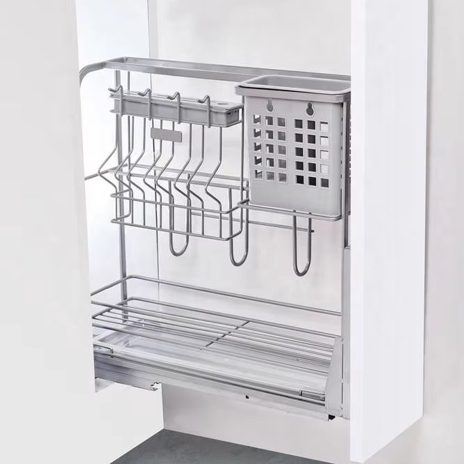 Factory Kitchen Cabinet Round Wire Seasoning Basket Drawer Basket kitchen storage Kitchen Pull Out Basket