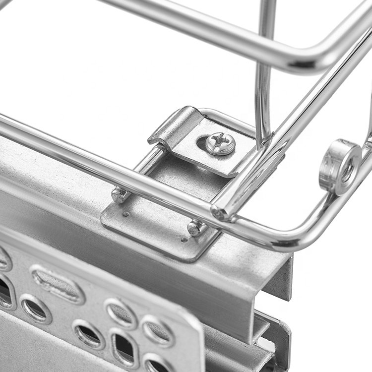 Kitchen Organizer Cabinet Pull Out Drawer Stainless Steel Storage Rack Systems Chrome Drawer Wire Basket