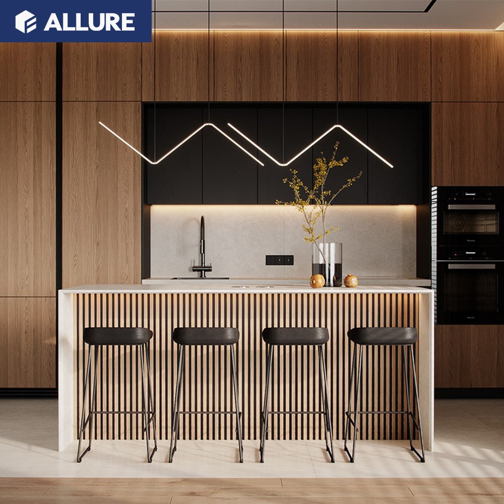 Allure Smart Luxury White Shaker Designs Kitchen Cabinet Sets Modern Made in China Pvc High Gloss Acrylic Customized Durable