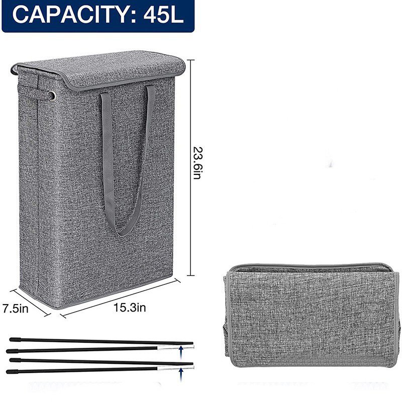 OWNSWING 45L Foldable Dirty Laundry Basket with Cover Dust-proof Clothes Trousers Home Organization Drawer Wardrobe Storage Box