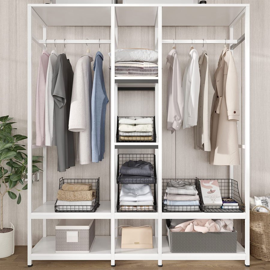 Hot sale Rustic standing Stackable Metal Wire Basket Storage Bins Closet Organizers and Storage 3 Pack for Countertop Cabinet