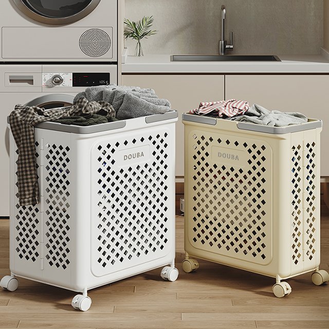New Design Bathroom Organizer Plastic Hamper Laundry Basket Bin Foldable Storage Container For Dirty Clothes