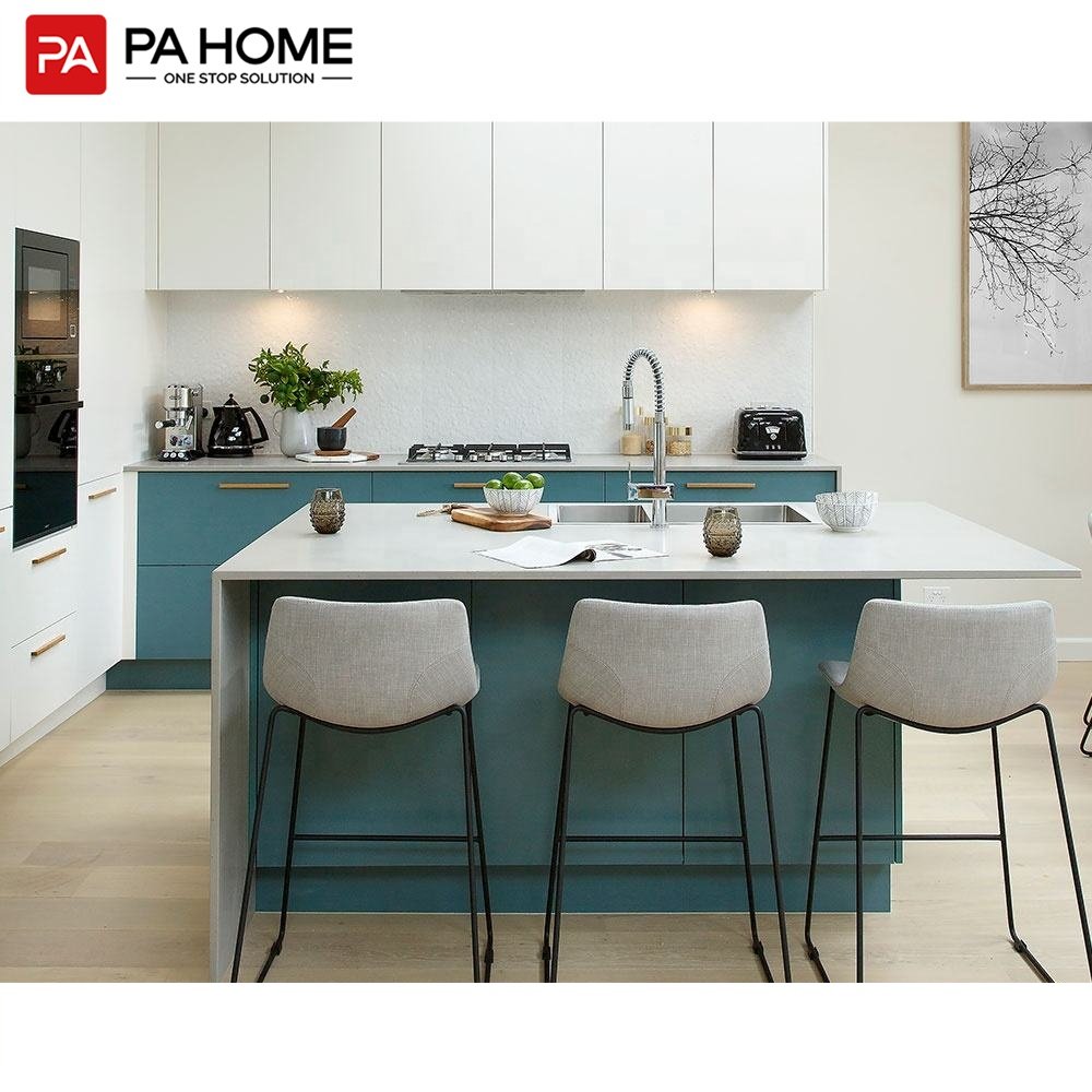 PA kitchen design rta blue lacquer modern wall storage cabinet