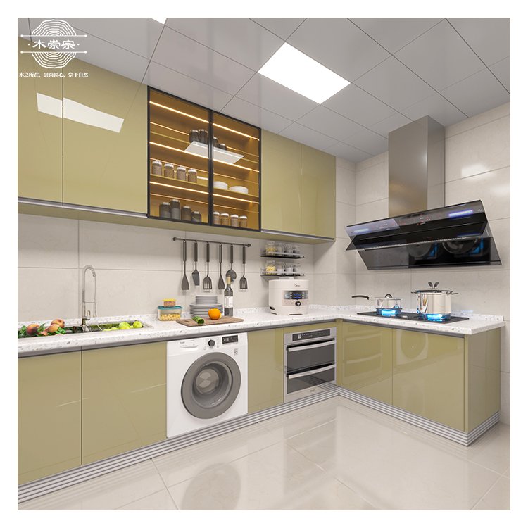 green kitchen cabinet designs modern plywood cabinet full set simple kitchen furniture Custom rta cupboard integral kitchen