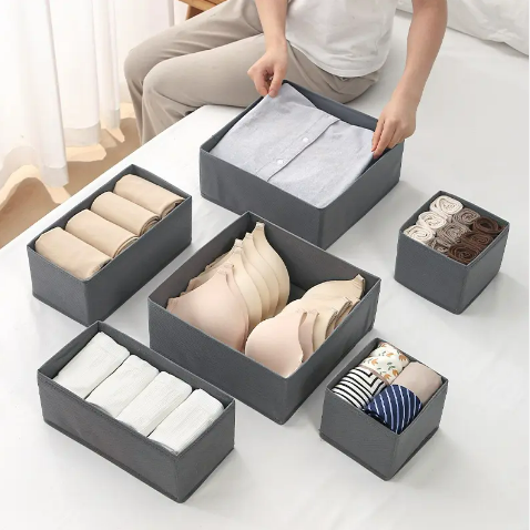 Wholesale Custom Foldable 12 Grids Closet Organizer Wardrobe Clothes For Underwear Bras Jeans sorting basket