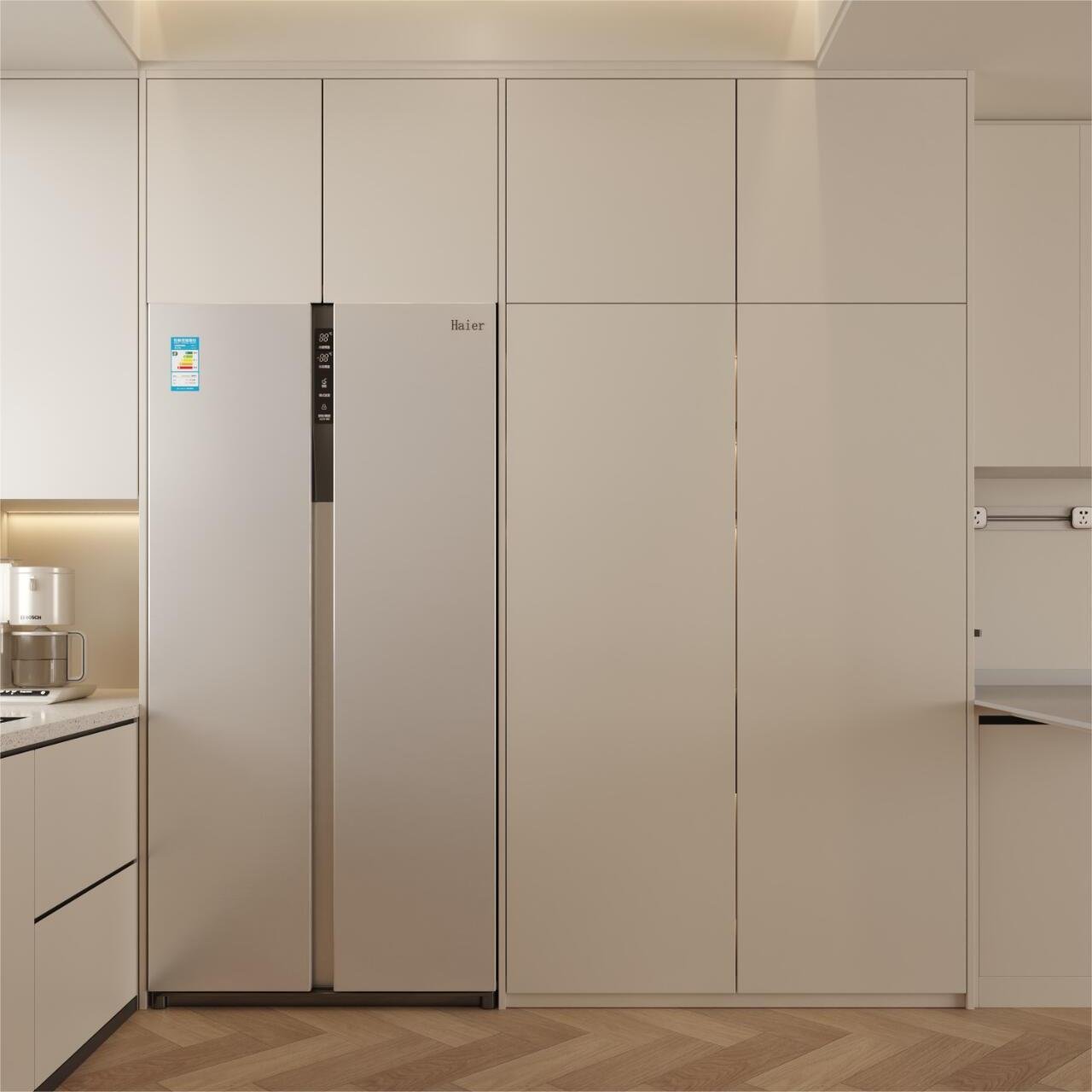 European-Style Luxury Modern Kitchen Wall Cabinet with Drawer Basket Stainless Carcase and PVC Door Finish Kitchen Cupboard