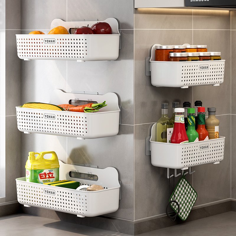 Hot Kitchen fruit basket Bathroom Accessories Shower Plastic kitchen storage organizer basket with handle Kitchen storage basket