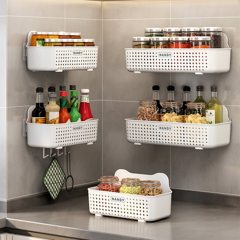 Hot Kitchen fruit basket Bathroom Accessories Shower Plastic kitchen storage organizer basket with handle Kitchen storage basket