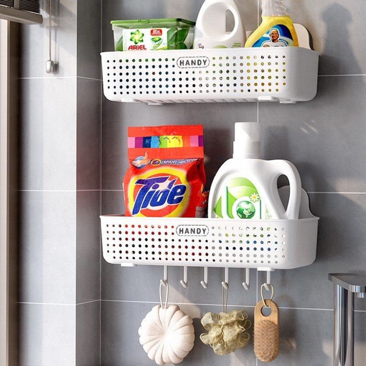 Hot Kitchen fruit basket Bathroom Accessories Shower Plastic kitchen storage organizer basket with handle Kitchen storage basket