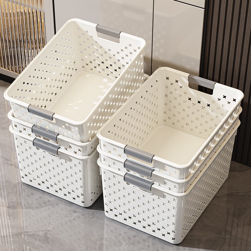 Factory Low Price Plastic Household Pantry Durable Daily Storage Containers Desk Storage Organizers Baskets With Handle