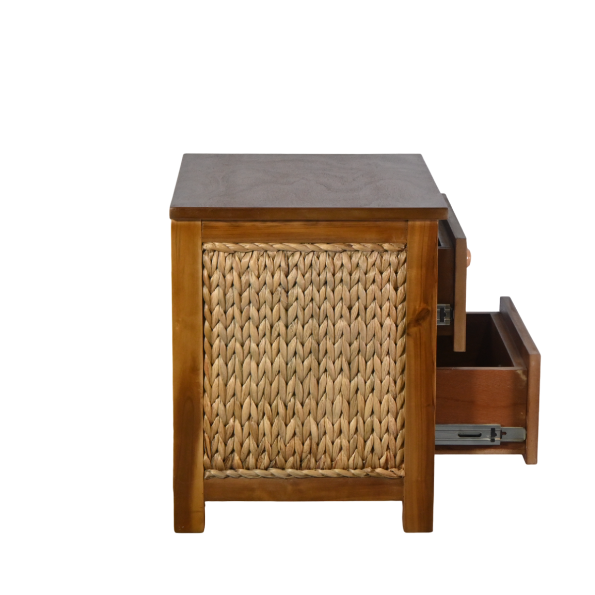 Multifunctional 4-Drawer Water Hyacinth Wicker Basket Foldable Design for Living Room Use-for Tools and Tableware