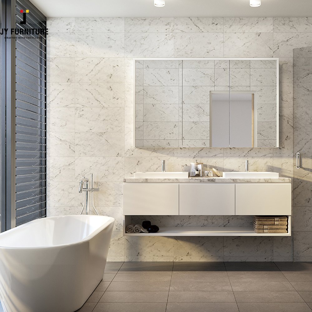 JY Furniture Vietnam Plywood Carcass High End Melamine Finishing Freestanding and Floating Bathroom Vanity