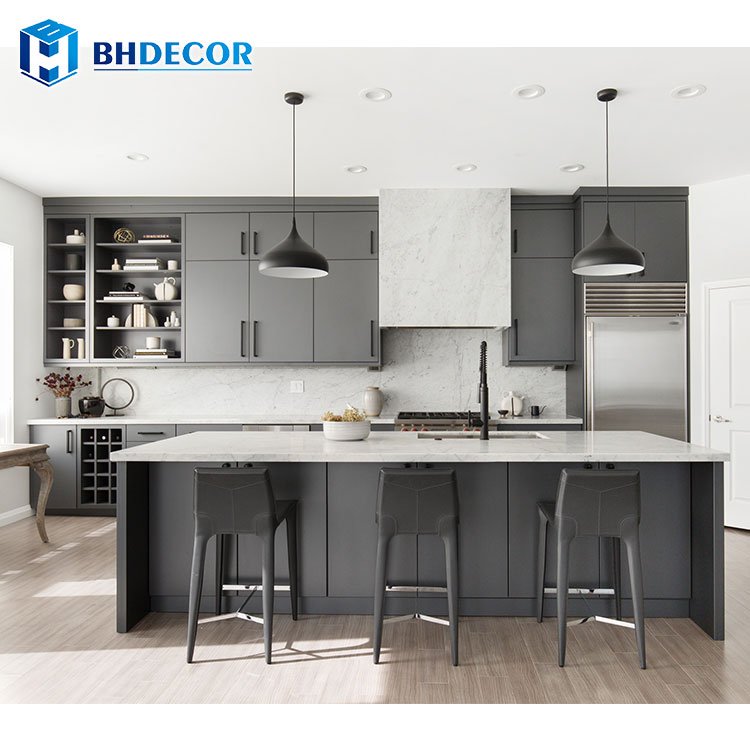 Us Style Canada Euro Italy Designer Guangdong Province Office Ceramic Hardwood Uv Printed Modern Kitchen Cabinet