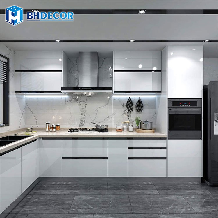Us Style Canada Euro Italy Designer Guangdong Province Office Ceramic Hardwood Uv Printed Modern Kitchen Cabinet