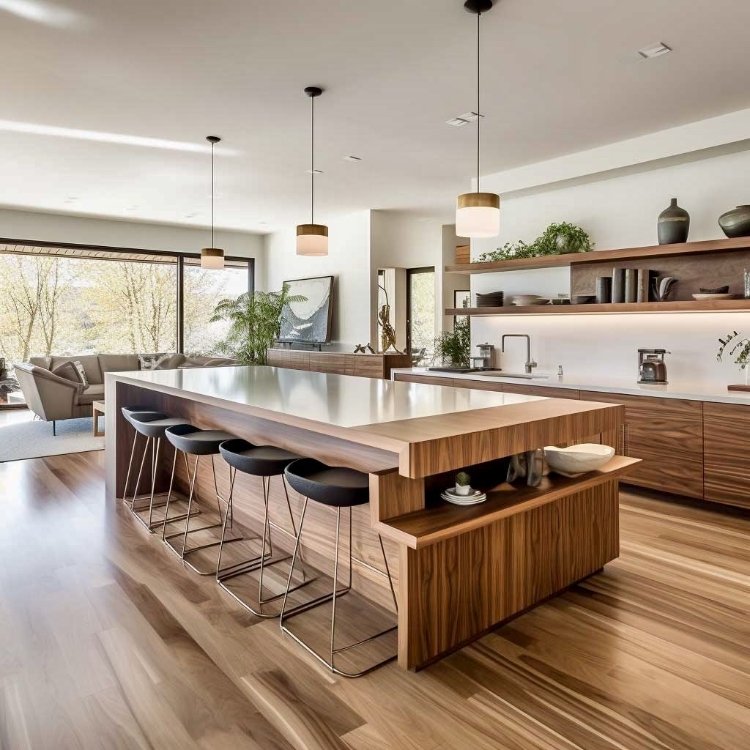 Luxury Kitchen Furniture RTA Solid Wood Kitchen Cabinet With Led Strip Light Modern Quartz Stone Countertop Kitchen Cabinet Sets