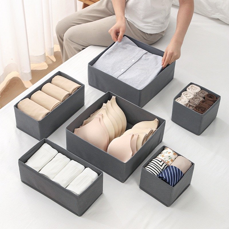 Drawer Underwear Organizers Storage Box Foldable Closet Dresser Drawers Divider Organizer Fabric Cloth Basket Bins For Sock Bras