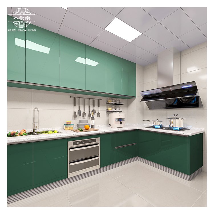 ready to assemble kitchen cabinets green contemporary kitchen cabinets Melamine kitchen cabinet cupboard custom furniture hpl