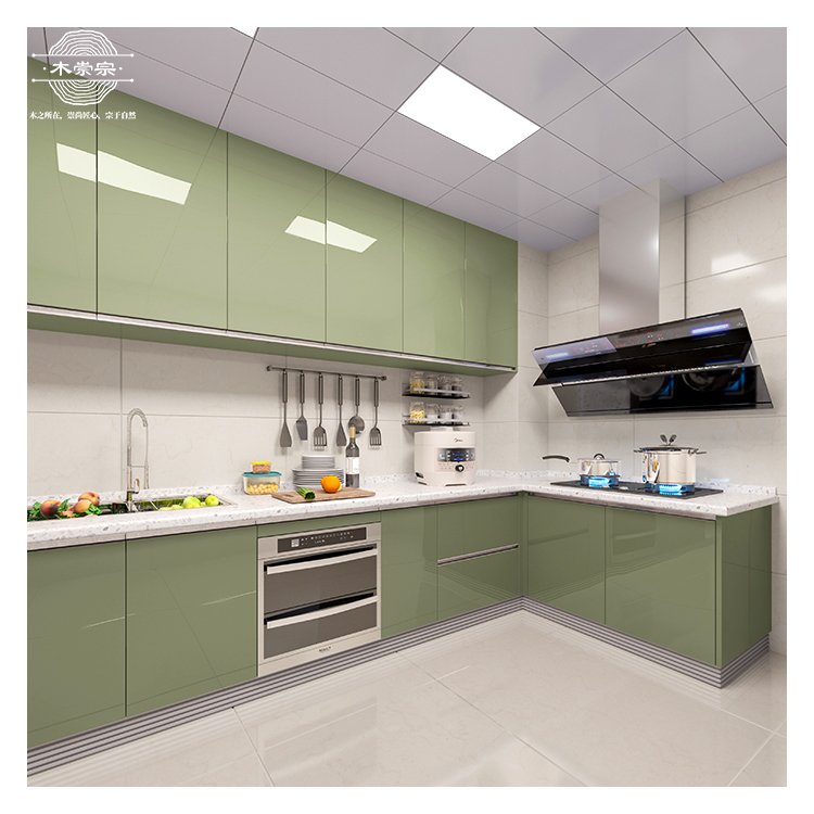 ready to assemble kitchen cabinets green contemporary kitchen cabinets Melamine kitchen cabinet cupboard custom furniture hpl